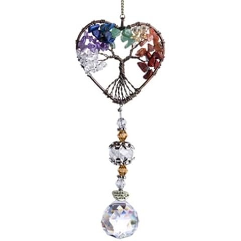 Heart Shaped Rainbow Garden Hanging Ornament Crystal Sun Catcher Crystal Ball Prism Ornament Pendant for Home Office Garden Decor Cover
