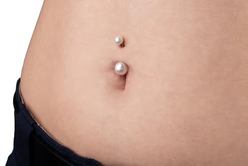 Pierced Owl - 14G 316L Stainless Steel Imitation Pearl Navel Belly Button Ring2