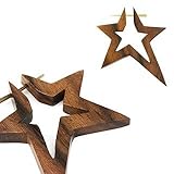 Pair of Organic Hand Carved Sono Wood Star Stirrup Hanger Earring The tapered pin that goes through the piercing is between 16 and 14g