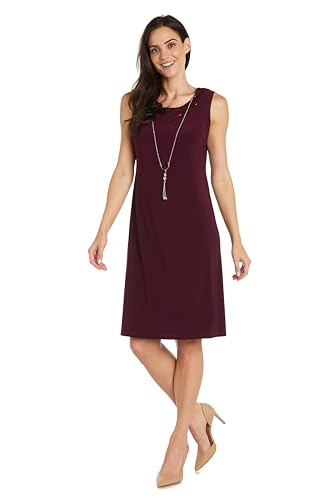 Image of R&M Richards Women's Embellished Sequin Lace Jacket and Shift Dress with Necklace for Mother of the Bride & Cocktail Party