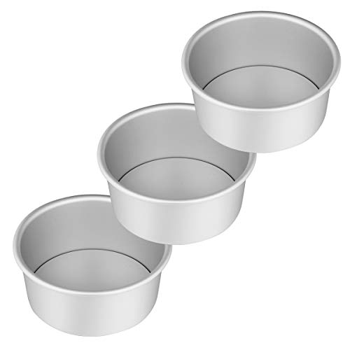 AIEVE 6 Inch Cake Pans, Set of 3 Durable Aluminum Round Cake Pans Cake Mold Baking Pan Cake Mould with Removable Bottom for Cheese Cake Chiffon Cake or Smash Cake in Home Party, Birthday and Wedding