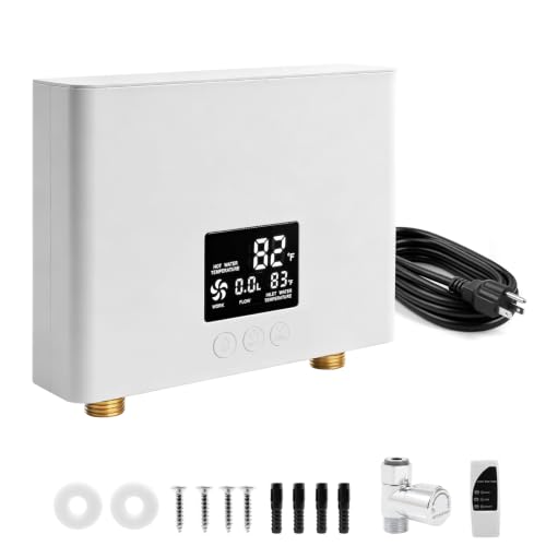 DAORDAER Electric Tankless Water Heater 3000W 110V, Instant On-Demand Hot Water System with Digital Display & Remote Control, Bathroom/Kitchen, Constant Temperature, WHRITE with Plug (110V/3000W)