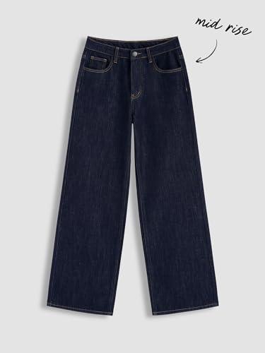 CIDER Womens Straight Leg Jeans Mid Waist Long Length Non Stretch Regular Fit Denim Pants for Women2