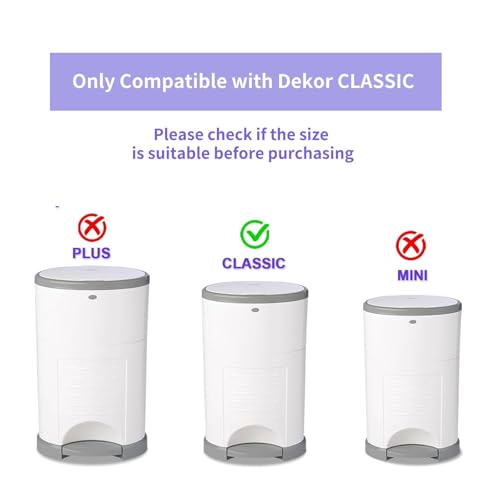 Image of Refills Only Compatible with Dekor Classic Diaper Pail Refills, Diaper Pail Refill Bags Extra 12% Length 4 Pack for 2376 Diapers, Extra Length Diaper Pail Refills