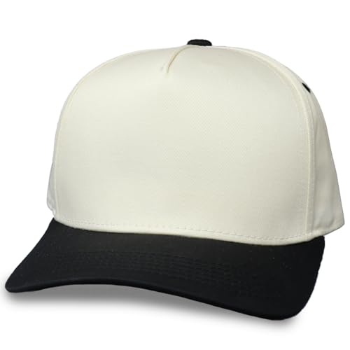 Gritty Bull Two-Tone Blank Snapback Hat - Classic Blank Trucker Hat for Men & Women - Minimalist White Baseball Cap - Adjustable Foam Front (US, Alpha, One Size, Cream/Black)