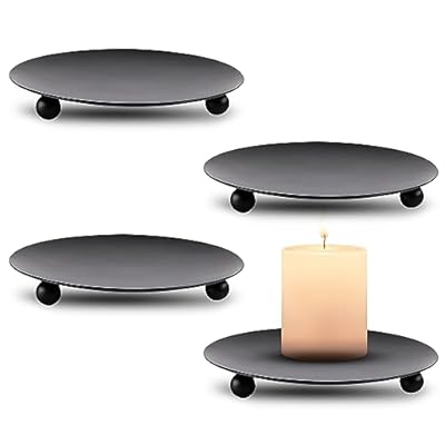 Platos para Velas 4 Piezas Portavelas de Hierro Retro Candelabros Soporte Velas Cera Decorativas para SPA/Hogar/Fiesta/Boda-Negro 10x10x1cm | Ya disponible en tu tienda friki favorita! En mundofriki.es!