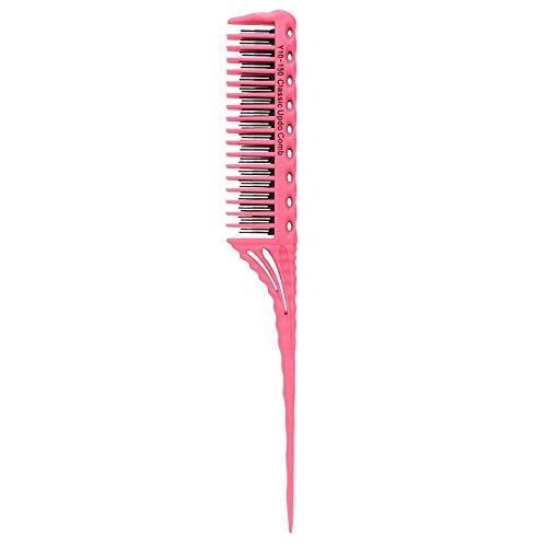 FILFEEL Hair Comb - 3 Rows of Teeth, Anti-Static, Textured Handle, Pointed Tail, Teasing & Styling, Pink, ABS, Comb for Hair Salon Use