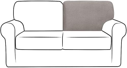 XVBVS Stretch Sofa Backrest Covers, Couch Back Cushion Covers, Replacement Jacquard Polar Fleece Sofa Back T-Cushion Slipcover with Non-slip Drawstring (Color : Gray, Size : T-Right)