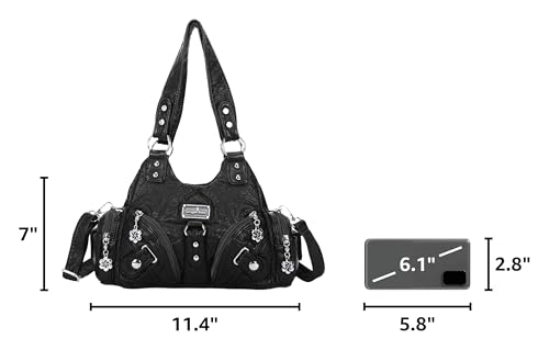 Image of Angel Kiss Purses for Women Small Hobo Shoulder Bags Vagen Leather Multi-Pocket Tote Bag with Zipper