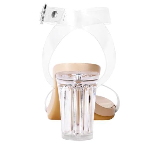 ZriEy Women's Clear Heels Chunky Block Mid High Heeled Sandals Open Toe Transparent Ankle Strap Dress Pump Shoes for Women in Daily Wear Party Wedding3