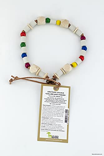 Les Verts Moutons Collier Anti-tiques aux Perles de céramique pour Chien et Chat (L-XL, Multicolore)