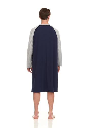 Mens Nightshirt - Long Sleeve Lounge, Sleep Henley Shirt Pajama - Mens Nightgown/Big Sleeping Top, Black4