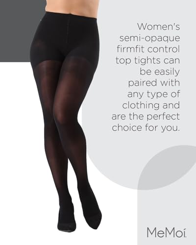 Image of MeMoi Semi-Opaque Tights, Comfortable and Lightweight Control Top Tights, 40 Deneir - Sizes Small to Q2