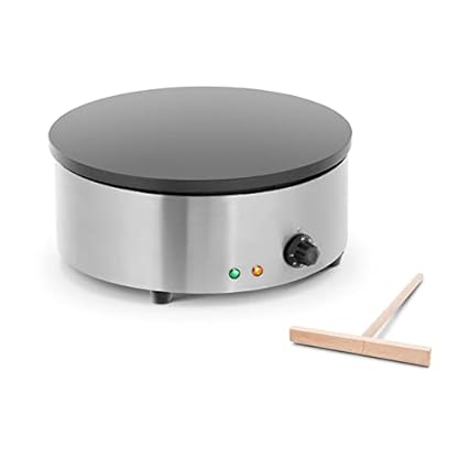 Royal Catering RCEC-3000-R Crepes Maker Crepeseisen (Ø 40 cm, 3000 W, Gusseisen mit Emaillebeschichtung, Edelstahl, inkl. Teigverteiler)