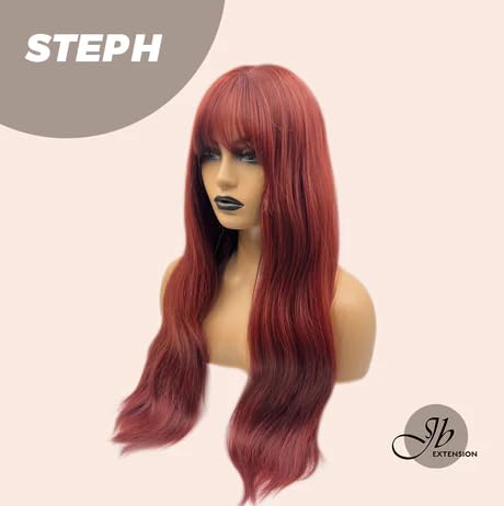 Miniatura 3 de Bodywave - Peluca roja STEPH con flequillo completo, larga, rizada, ondulada, natural, para usar y llevar, sin pegamento, para fiesta, Halloween,