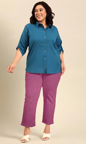 Image of Fashion Plus PlointTrandy Textured Trousers for Women | Women Loose Fit Trousers | Women's High-Waisted Pant | Women Trousers Pants | Korean