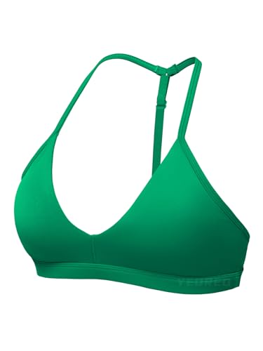 Image of YEOREO CoreFlex Sports Bras for Women Strappy Padded Halter Open Back Light Impact Deep V Neck Yoga Workout Gym Tops