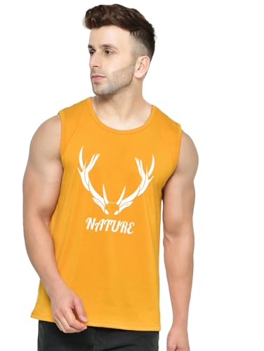 Image of Men's Sleeveless T-Shirt - 100% Pure Cotton, Nature Print - Comfortable Breathable Gym Tank Top