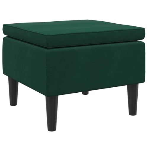 Tabouret en velours vert foncé 52cm avec pieds bois - 5
