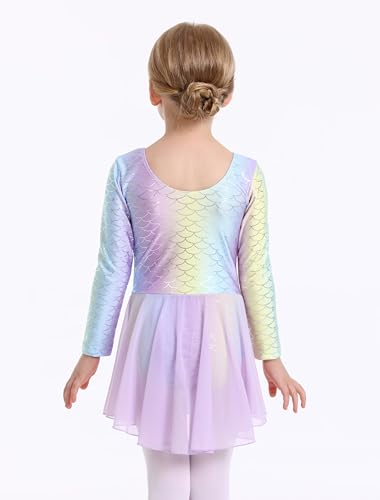 MdnMd Toddler Girls Long Sleeve Ballet Leotards Dresses Dance Skirt Ballerina Tutu Outfits4