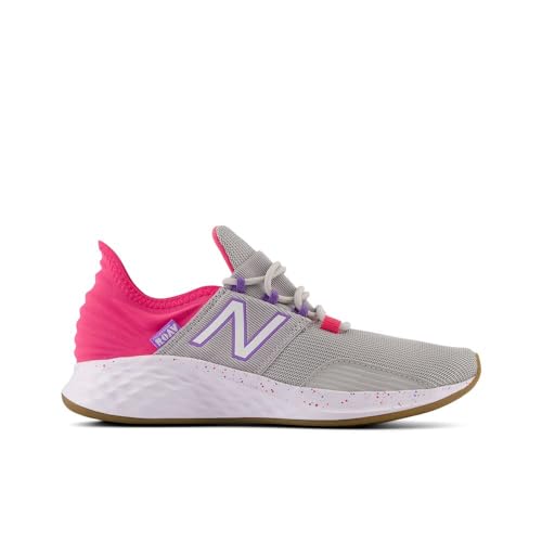 Image of New Balance Kid's Fresh Foam Roav V1 Lace-Up Running Shoe, Raincloud /Hi-Pink /Violet Crush, 6.5 M Big Kid