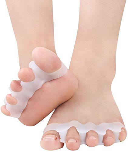 Separadores de gel para los pies 4 piezas Corrector Alisador de dedos Camilla de dedos Correctores de dedo gordo Espaciadores de dedos Alivio del dolor juanetes Adecuado para hombres y mujeres Cover