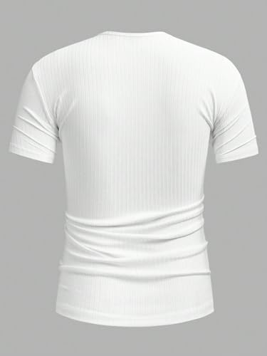 Men's Ribbed Knit Notched V Neck Tees Casual Short Sleeve T Shirt Summer Basic Tops2