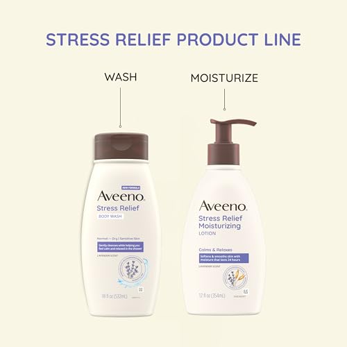 Aveeno Stress Relief Moisturizing Body Lotion with Lavender, Natural Oatmeal and Chamomile & Ylang-Ylang Essential Oils, 33 fl. oz