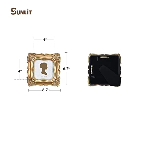 Sunlit Vintage Picture Frame 4x4 Inch, Luxury Antique Square Photo Frames with Glass Front, Photo Display, Tabletop Wall Hanging, Gift Ideas, Gold Sunlit Vintage Picture Frame 4x4 Inch, Luxury Antique Square Photo Frames with Glass Front, Photo Display, Tabletop Wall Hanging, Gift Ideas, Gold