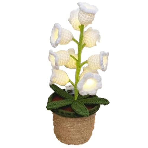 Lily Glow Crochet Lamp, Handmade Crochet Floral Desk Lamp, Cottagecore...