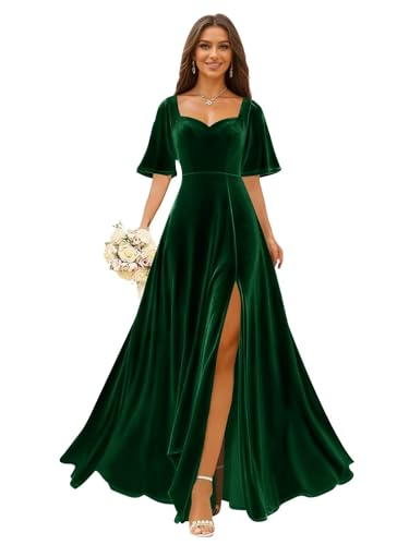 Fukbdz Velvet Wedding Guest Dress Sweetheart Maxi...