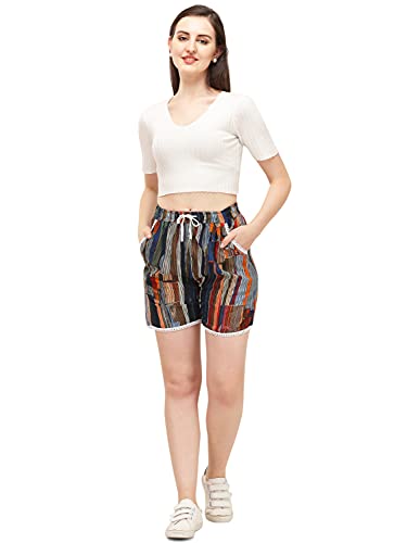Image of DHRUVI TRENDZ Women's Regular Shorts (2021 Grey&Blue X-Large)