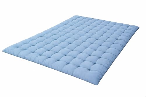 Image of ATOOTFUSION Soft Cotton Quilt | Foldable Light Weight Filled Single Firm Cotton Quilt Mattress| Gadda (Solid Coloured, Sleeping Capacity, 6 x 6 ft or 72 x 72 Inches) Double Bed (Sky Blue)