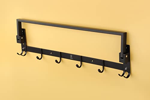 Image of iSTAR Stainless Steel 24 Inch Folding Towel Rack | Silver Towel Stand | Towel Rod | Shelf for Bathroom | Bathroom Accessories (Black, Pack of 1)