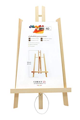 Chely Intermarket Caballete Madera Pintura 40cm Plegable Soporte Lienzos Estable Profesional Estudio Escuela Niños Adultos Artistas Manualidades Fácil Montaje Natural Compacto Versátil