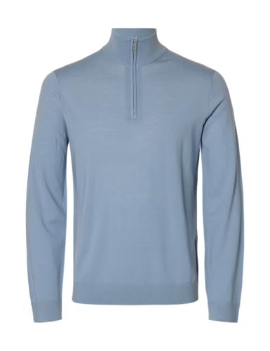Ls Knit Merino Half Zip Slhtray pour homme, pull col camioneur en maille fine noire
