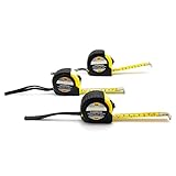 Tamaños: 7,5 m x 24 mm, 5 m x 18 mm y 3 m x 16 mm, Cinta retráctil, Freno de seguridad, Clip de sujeción para el cinturón, Perfectas para profesionales de la construcción, contratistas o aficionados al bricolaje