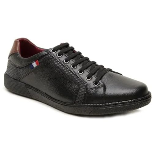 Tênis Sapatênis Em Couro Legítimo Casual Masculino Confortável El...