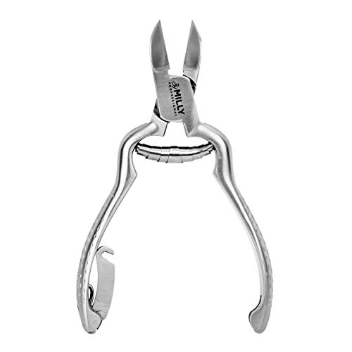 By MILLY Professional Toenail Clippers - All Stainless Steel - Heavy Duty, For Ingrown or Thick Toenails - Essential Pedicure Tool - Toe Nail Cutter - (Silver)
