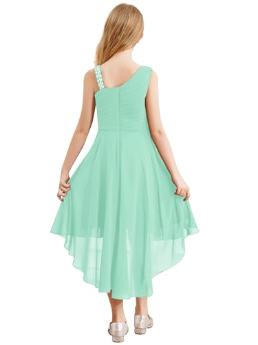 Hularka Kids Girls Sparkly Sequins Birthday Party Dress Sleeveless Ruched Flower Girl High-Low Dresses for Wedding2