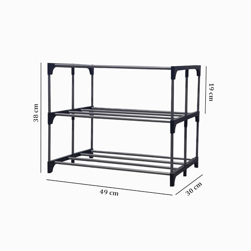 Image of PILOSHOP 3 Tier Metal Book Shelf Tall Narrow Storage Rack for Kids and Adults Modern Bookshelf Unit for Nursery, School, Home, and Office, Floor Mount Open