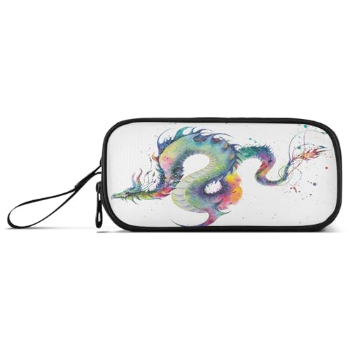 Image of Bolaz Watercolor Dragon Pencil Case Large Capacity Pen Bag with Compartment Students Stationery Organizer Pencil Pouch Marker Case for School Office Work