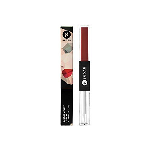 Image of SUGAR Cosmetics - Smudge Me Not - Lip Duo - 18 Divine Praline (Dusty Burgundy) - 3.5 ml - 2-in-1 Duo Liquid Lipstick with Matte Finish and Moisturizing Gloss