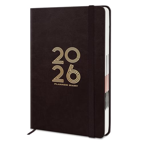 Image of Jhingalala Diaries - Hard Bound Leather Cover 2026 Diary with 365 Dates I Daily Planner Diary 2026 With Calendar | Size A5 15x21 cms (Dark Brown)