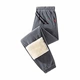 Xiaojmake Mens Winter Warm Fleece Pants Sherpa Lined Jogger Thick Thermal Pant Athletic Active Sweatpants with Zipper Pockets Gray