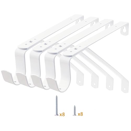 Yarssihha 4 Pack Adjustable Closet Rod Bracket, Wall Mounted Closet Shelf...