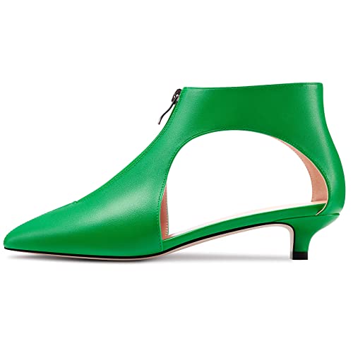 Castamere Women Low Kitten Heel Pointed Toe Two-Piece Zipper Pumps Wedding Prom 1.2 Inches Heels3