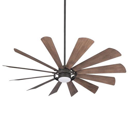 Minka Aire F870L-ORB Windmolen 65' Outdoor Ceiling Fan with LED Lights and Remote Control, Oil Rubbed Bronze