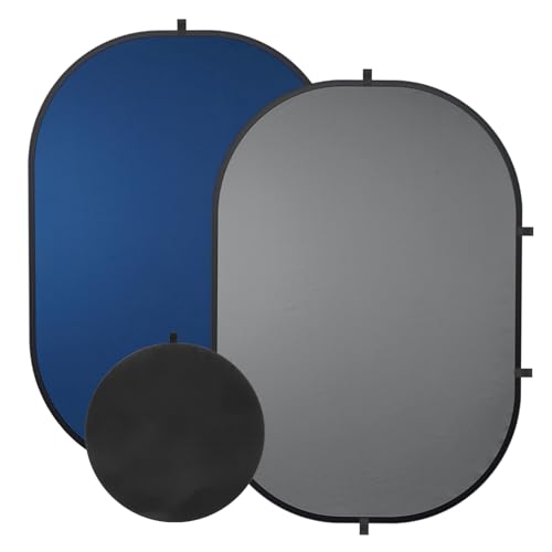 SEDGEWIN Blue Gray Pop up Backdrop 3x5ft/1x1.5m Self-Tape Photography Backdrops with Carry Bag Collapsible Portable Background for Auditions Photoshoot TikTok YouTube Video Live Streaming