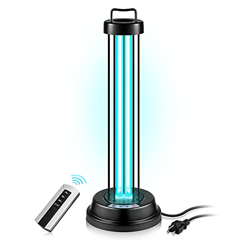 UV Germicidal Lamp Light 3/46W with Ozone, Remote Control Timer 15 min/ 30 min / 1 Hour for Car Living Room Bedroom Household Kitchen Hotel Pet Area